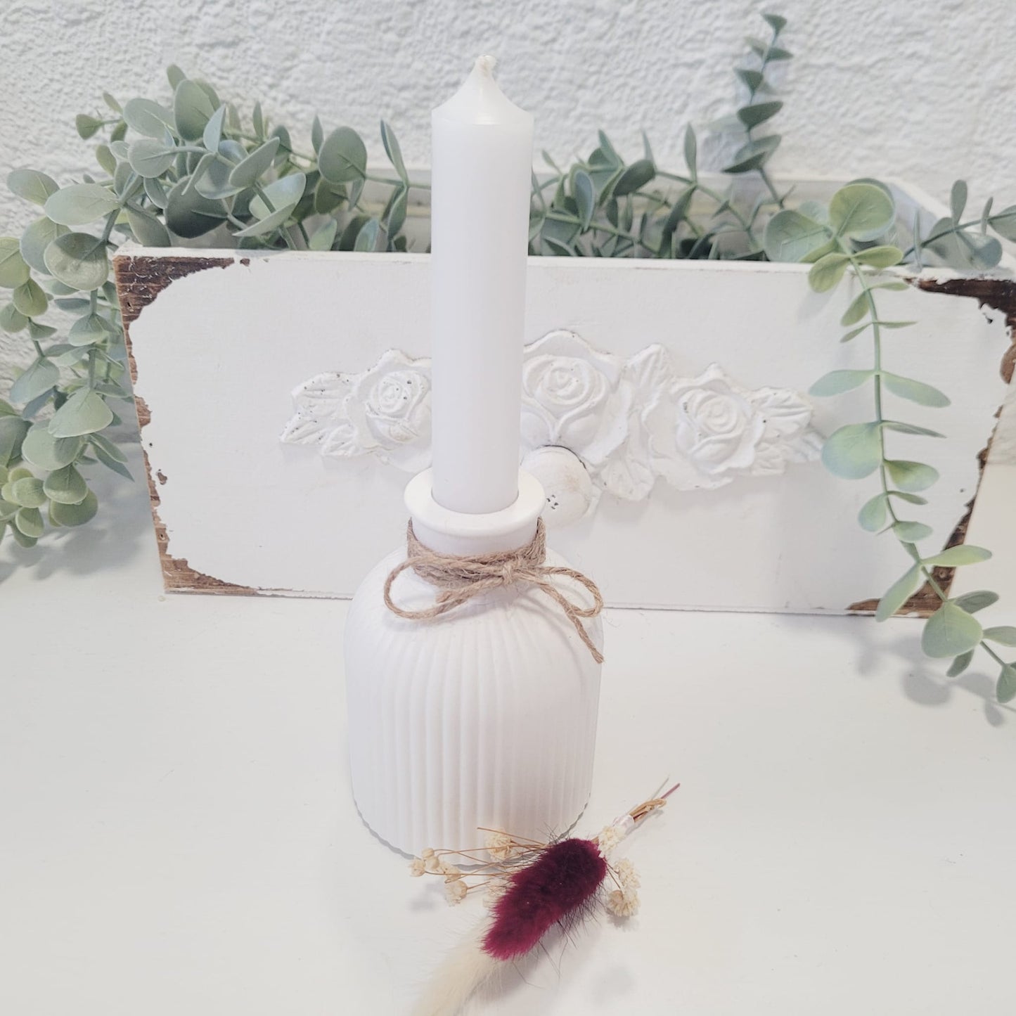 Kleine Vase für Stabkerzen oder Trockenblumen