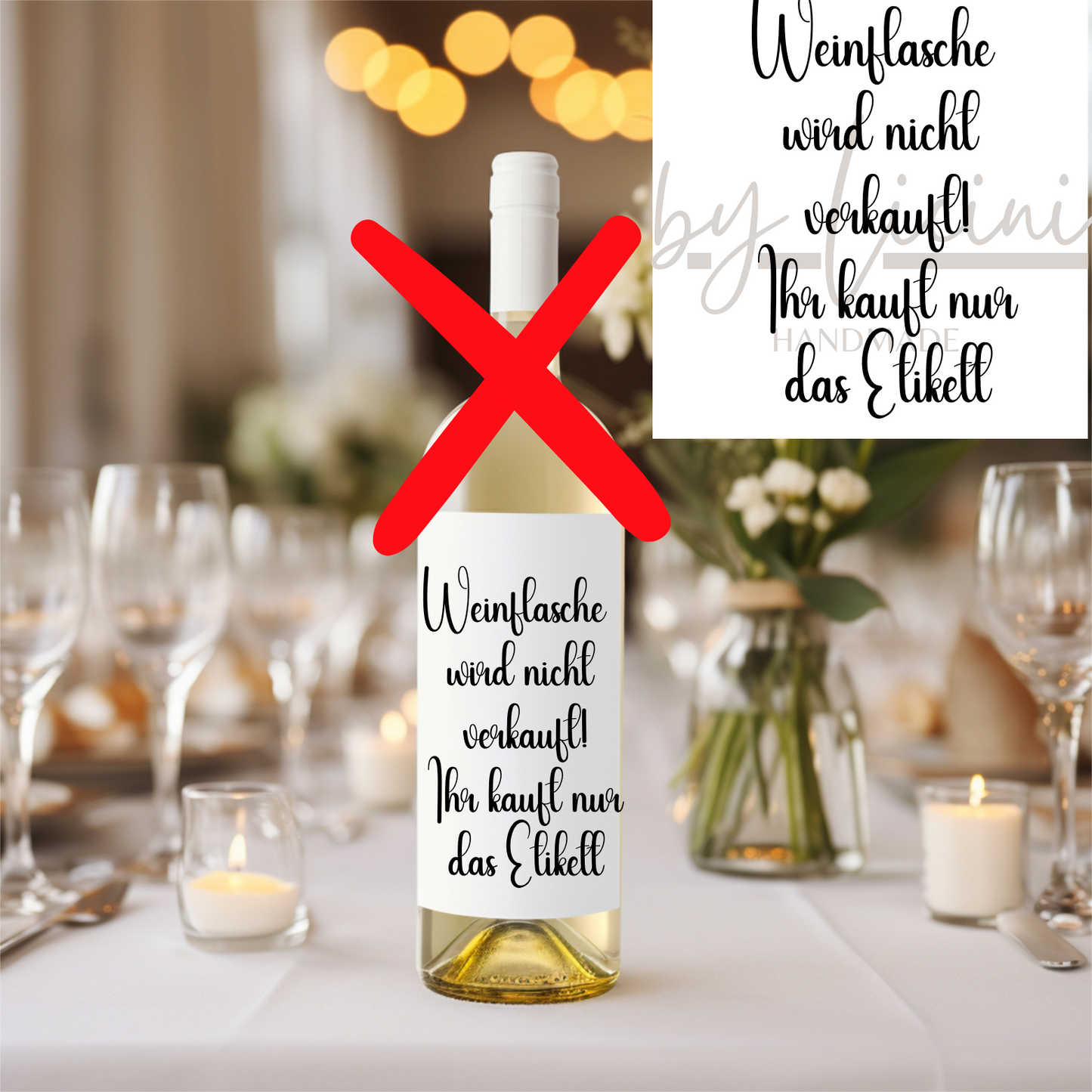 Etikett-Aufkleber für Weinflasche, Schonend behandeln