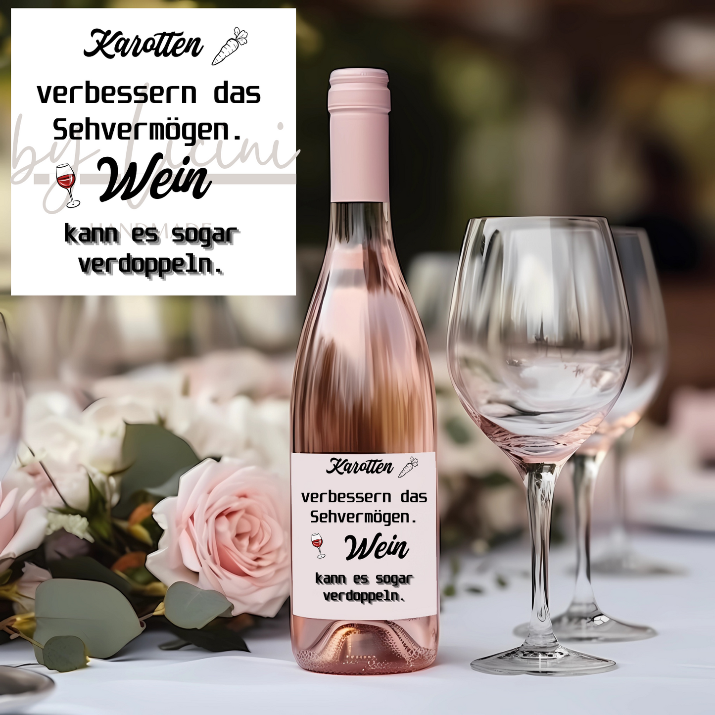 Etikett-Aufkleber für Weinflasche, Karotten verbessern das Sehvermögen