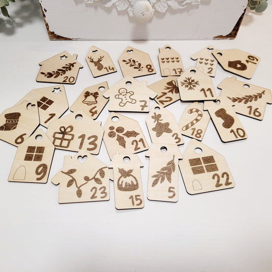 Adventskalender 🌲 Häuserzahlen zum anhängen 24 Stück