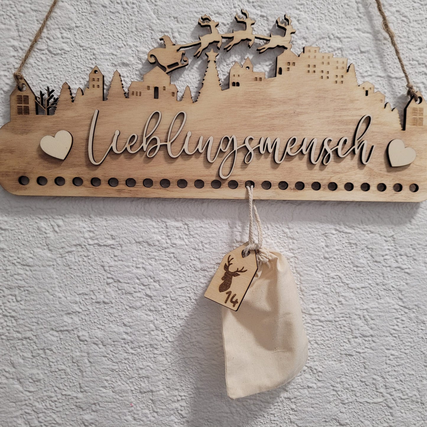 Adventskalender mit Schlitten personailsiert mit Namen