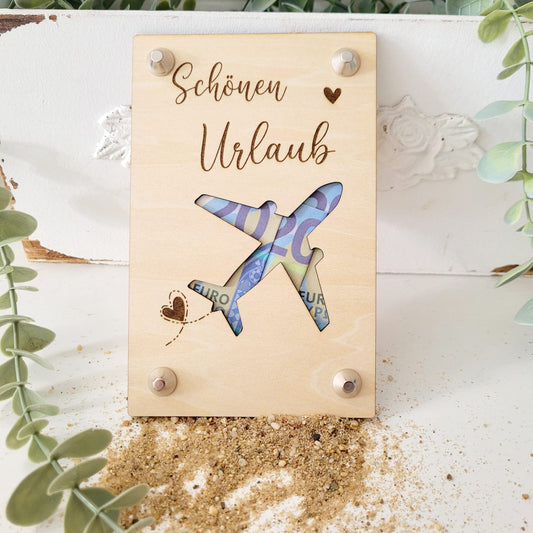 Holzkarte Schönen Urlaub ✈