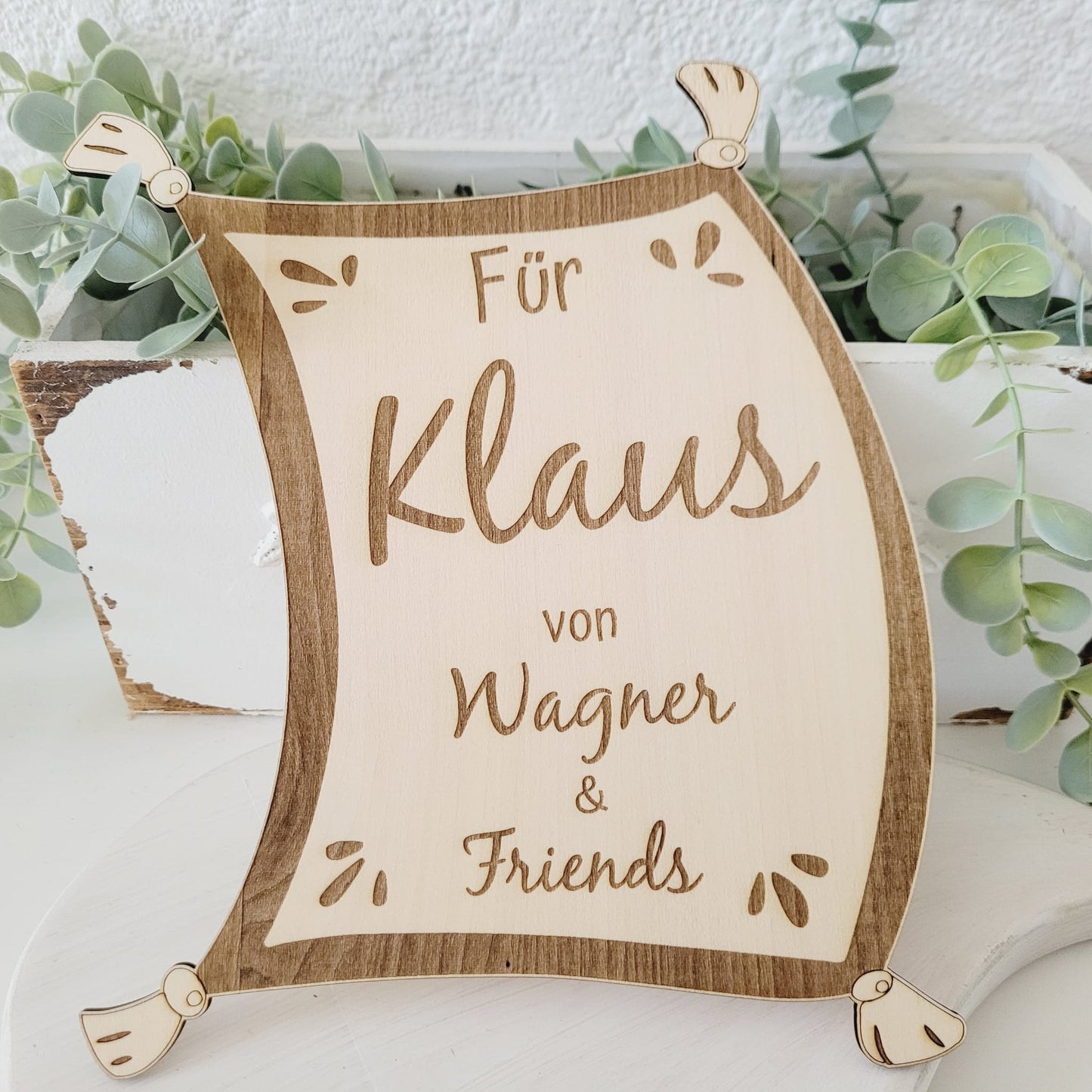 Holzkarte fliegender Teppich,personalisiert