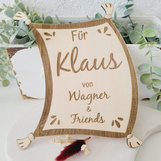 Holzkarte in Form einer Flasche,personalisiert