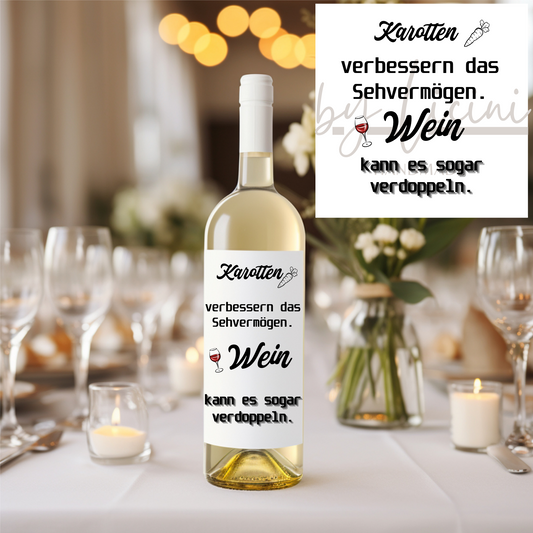 Etikett-Aufkleber für Weinflasche, Karotten verbessern das Sehvermögen